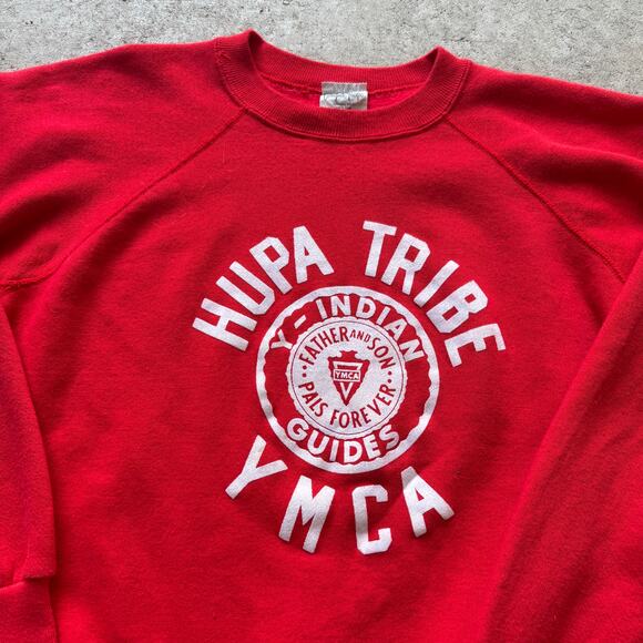 Vintage 70's Hupa Native American Indian Tribe YMCA Red Sweat Sweatshirt Sz XL - Picture 8 of 8